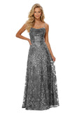 Lace Sequin Prom Dresses Spaghetti Straps A-Line Cowl Neck Pleated Sparkly Long Formal Evening Party Gowns