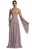 Kingbridal Strapless Bridesmaid Dresses with Scarf 2026 Long A-line Prom Formal Dress