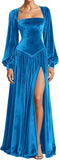 Kingbridal Gowns Long Sleeve Prom Dresses for Women 2027 Velvet Formal Dress with Slit Long A-line Evening Party Gowns