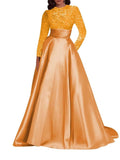 Kingbridal Gowns Long Sleeve Sequin Prom Dresses for Women Satin A-line Formal Dress 2026 Sparkly Evening Party Gowns with Pockets