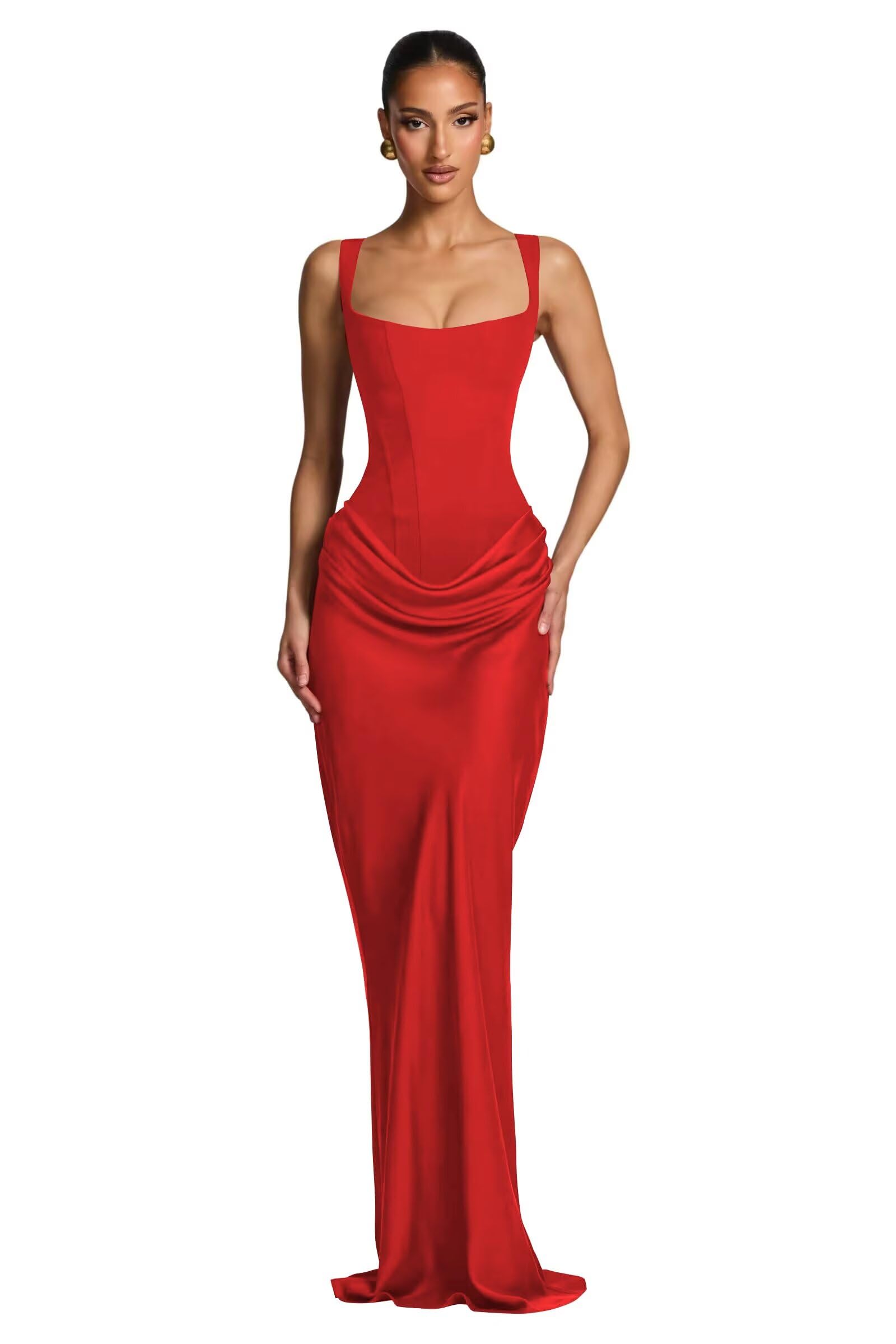 Mermaid Satin Prom Dresses for Women 2026 Spaghetti Strap Formal Dress Ruched Corset Evening Party Gowns