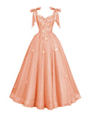 Glitter Tulle Prom Dress for Teens 3D Butterfly Long Ball Gowns Sequin Princess Quinceanera Dresses with Bow