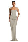 Mermaid Satin Prom Dresses for Women 2026 Spaghetti Strap Formal Dress Ruched Corset Evening Party Gowns