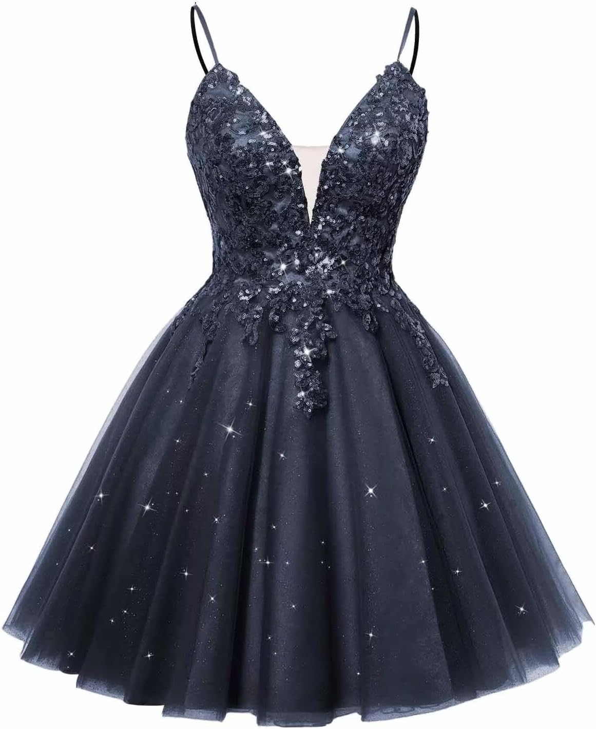Spaghetti Straps Sequin Lace Appliques Short Homecoming Dresses for Teens Glitter Tulle Prom Party Dresses