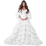 Puffy Tulle Robe Maternity Dress for Photoshoot Off Shoulder Bridal Lingerie Maternity Gowns for BabyShower