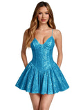 Kingbridal Spaghetti Straps Sequin Homecoming Dresses for Teens 2026 Short Prom Cocktail Dress