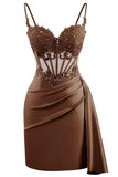 Lace Satin Homecoming Dresses for Teens 2027 Short Prom Dress Spaghetti Straps Corset Cocktail Formal Evening Gowns