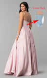 Spaghetti Straps Satin Prom Dresses for Women Long with Pockets Pleated Formal Evening Gowns