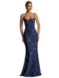 Spaghetti Straps Mermaid Prom Dress 2026 Floral Embroidery Long Corset Formal Evening Gowns
