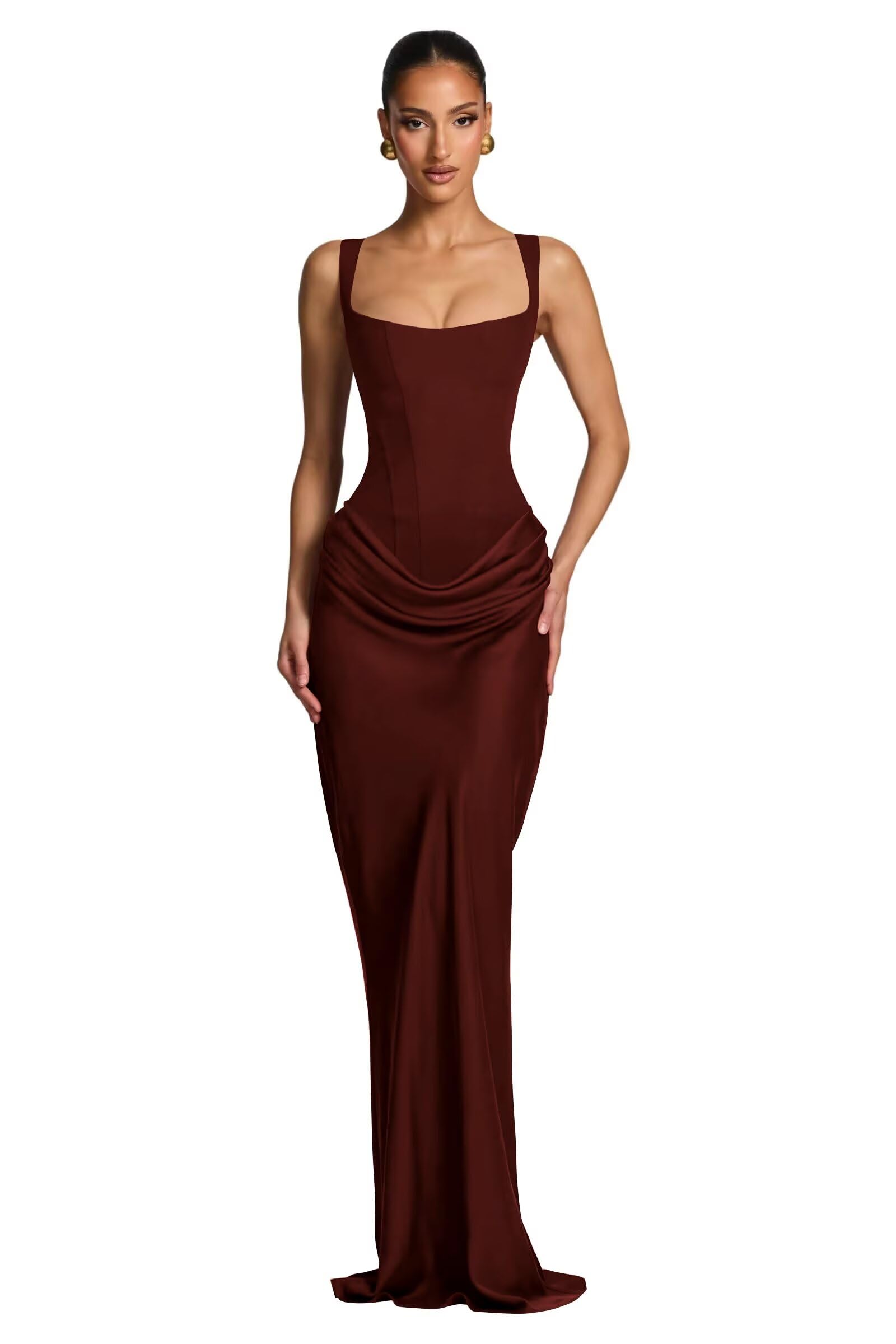 Mermaid Satin Prom Dresses for Women 2026 Spaghetti Strap Formal Dress Ruched Corset Evening Party Gowns