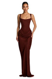 Mermaid Satin Prom Dresses for Women 2026 Spaghetti Strap Formal Dress Ruched Corset Evening Party Gowns