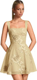Floral Tulle Homecoming Dresses Short Embroidery Lace A-Line Mini Formal Graduation Cocktail Gown