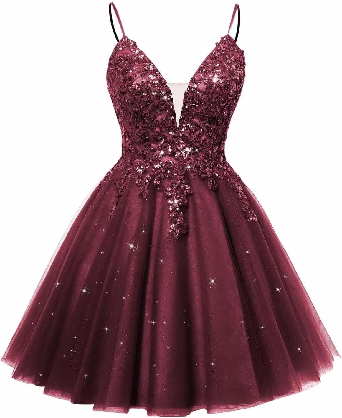 Spaghetti Straps Sequin Lace Appliques Short Homecoming Dresses for Teens Glitter Tulle Prom Party Dresses