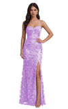 Mermaid Sequin Lace Prom Dresses Long for Women 2026 Spaghetti Straps Corset Formal Evening Party Gown with Slit