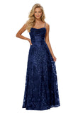 Lace Sequin Prom Dresses Spaghetti Straps A-Line Cowl Neck Pleated Sparkly Long Formal Evening Party Gowns