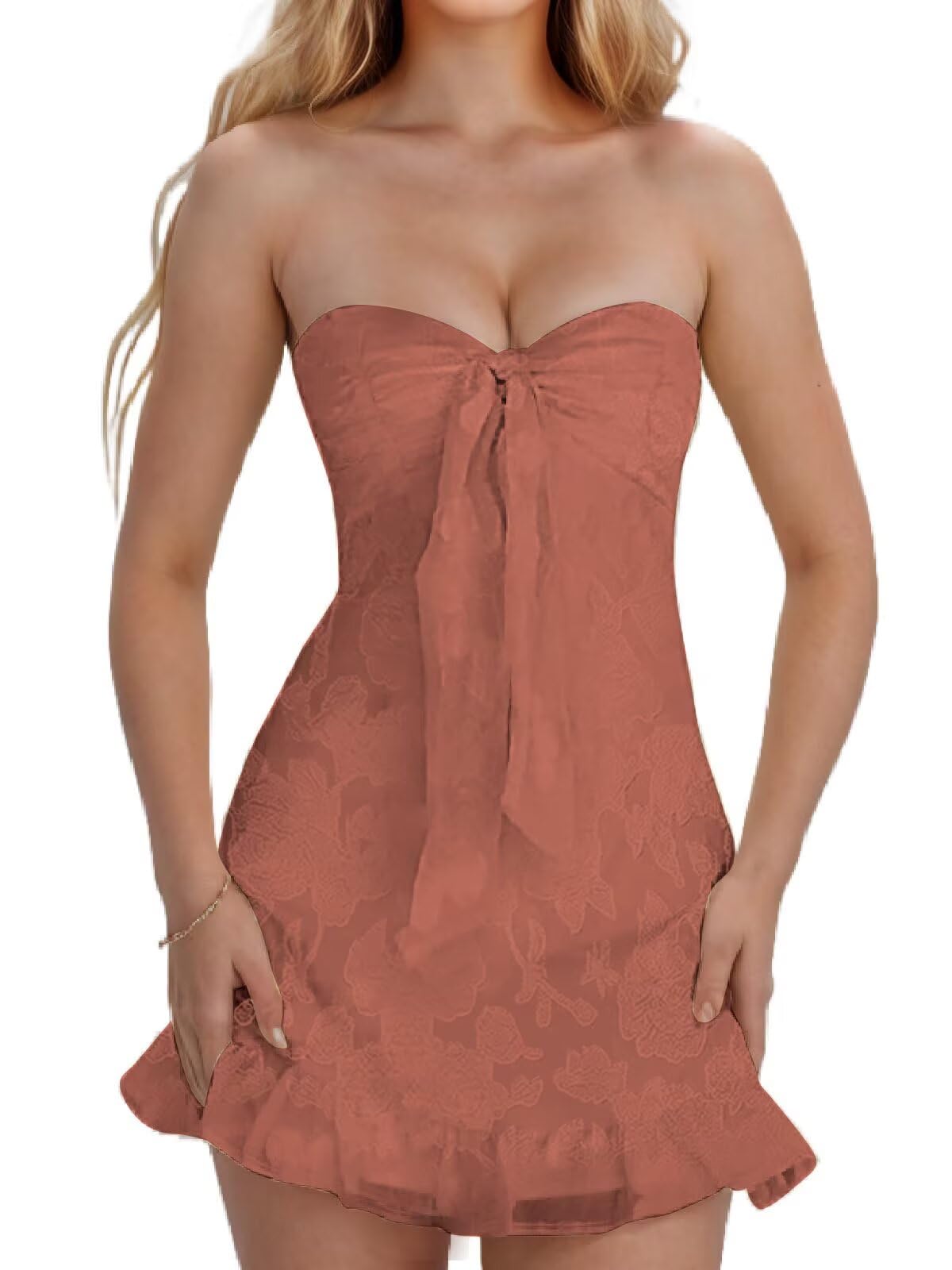 Jacquard Chiffon Homecoming Dress Short for Teens 2027 Strapless Mini Prom Gown Ruffle Cocktail Party Dress