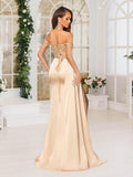 Off Shoulder Sequin Prom Dresses for Women 2027 Long Mermaid Tight Satin Formal Evening Party Dress with Slit