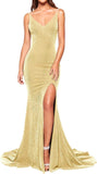 Women's Prom Dress Long High Slit Mermaid Formal Evening Gown for Wedding