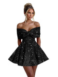 Sparkly Sequins Homecoming Dresses for Teens with Bow 2027 Strapless Short Prom Dress Cocktail Gown