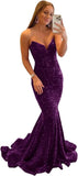 Vestido de fiesta con tirantes finos y lentejuelas, vestido de noche de sirena brillante con abertura, vestidos largos para mujer 2024 