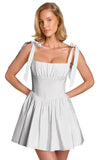 Spaghetti Straps Homecoming Dresses for Teens Satin A-line Short Prom Dress Pleated Cocktail Gowns with Pockets