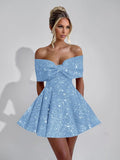 Sparkly Sequins Homecoming Dresses for Teens with Bow 2027 Strapless Short Prom Dress Cocktail Gown
