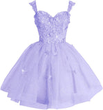 Off Shoulder Glitter Tulle Homecoming Dresses for Teens 3D Butterfly Short Prom Dress Sequin Quinceanera Dresses