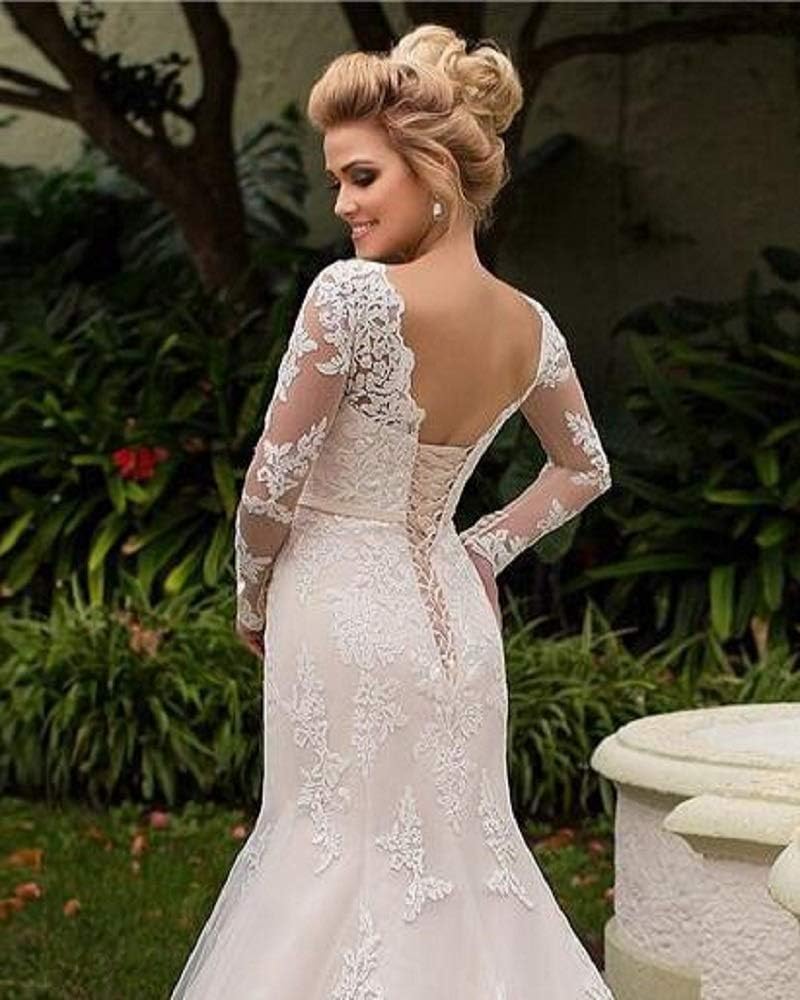 Vestidos de novia bohemios de encaje de manga larga para playa 2026 
