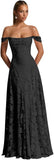 Off The Shoulder Bridesmaid Dresses Long for Women Formal Evening Gown Lace Wedding Guest Dress