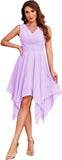 Women's Short Bridesmaid Dresses 2025 V Neck Ruched Chiffon Formal Cocktail Party Dress