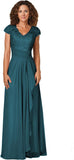 Women's Mother of The Bride Dresses for Wedding V Neck Lace Appliques Formal Evening Gowns