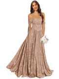 Jacquard Chiffon Bridesmaid Dresses Long Off The Shoulder Formal Evening Dress for Women