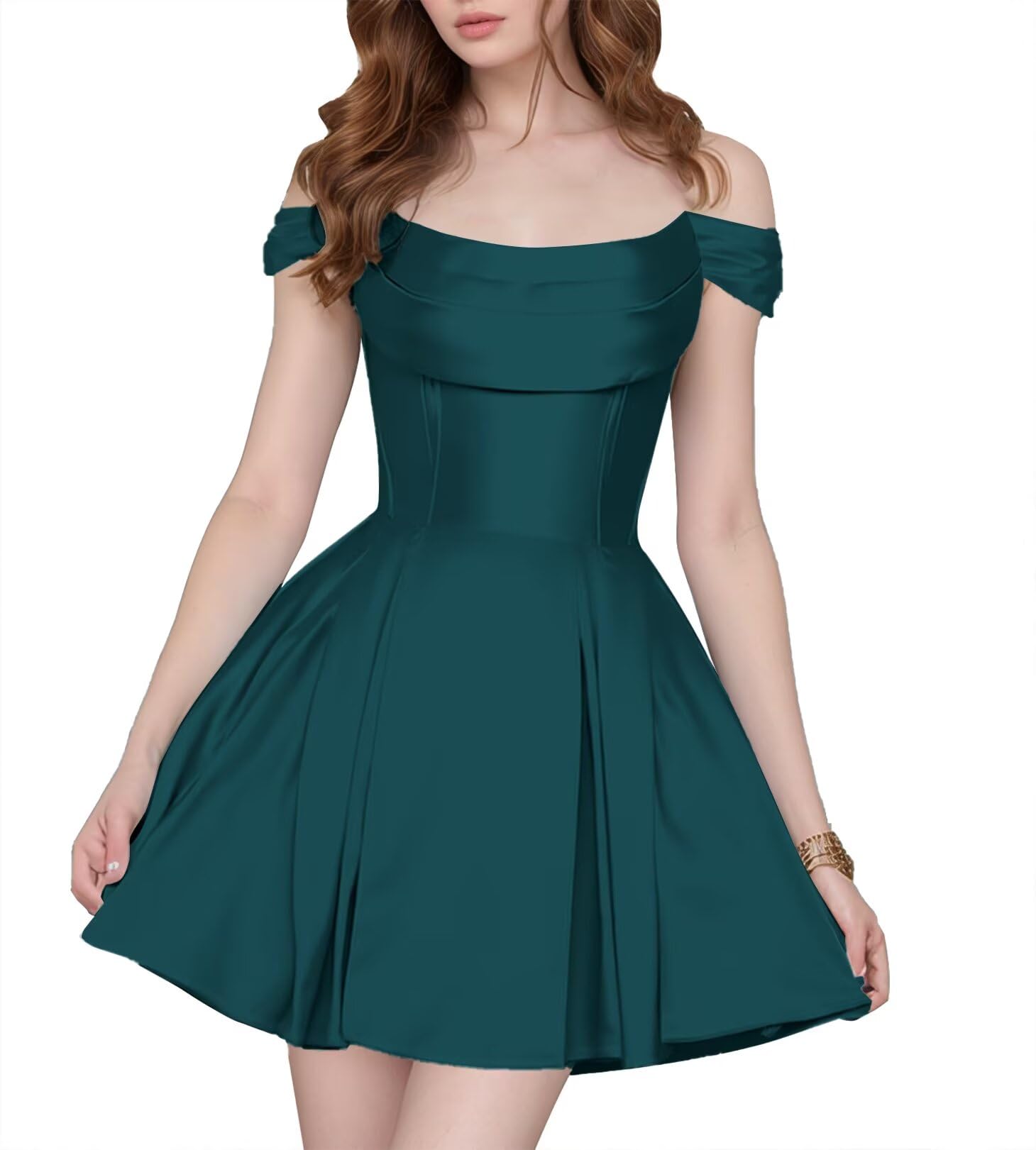 Satin Homecoming Dresses Short Wedding Dresses 2026 Off Shoulder Prom Dress with Pockets A Line Formal Party Gown