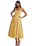 Floral Lace Bridesmaid Dresses for Women Tea Length A Line Pleated Wedding Guest Dress Formal Gown