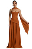 Kingbridal Strapless Bridesmaid Dresses with Scarf 2026 Long A-line Prom Formal Dress