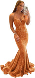 Vestido de fiesta con tirantes finos y lentejuelas, vestido de noche de sirena brillante con abertura, vestidos largos para mujer 2024 