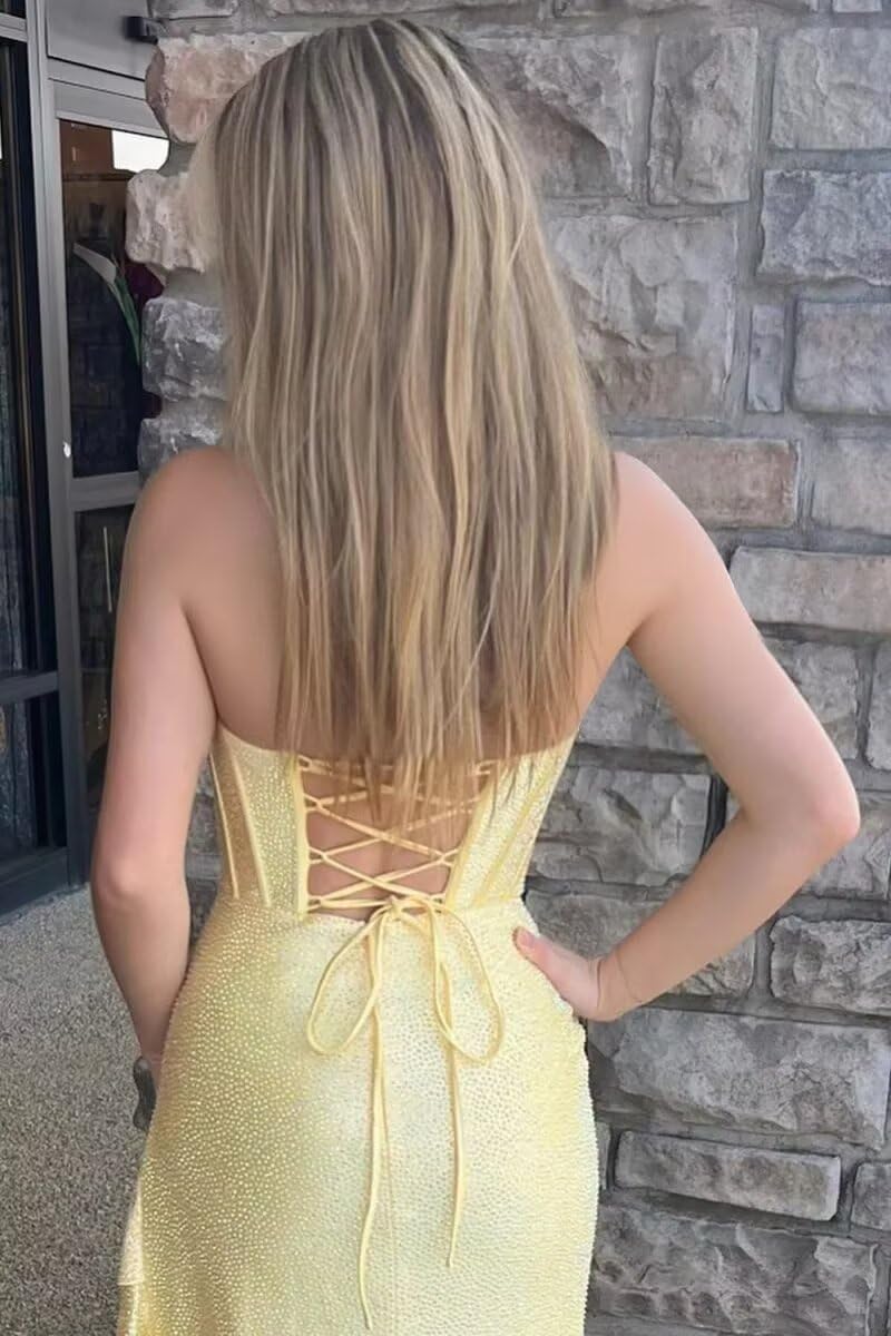 Sequin Homecoming Dresses 2027 Strapless Corset Ruffle Mermaid Short Prom Cocktail Dress