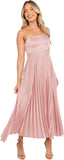 Midi Pleated Bridesmaid Dresses for Women Tea Length Formal Wedding Guest Dresses Prom Formal Gowns