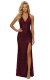 Women's Sequin Halter Prom Dresses with Split Long Mermaid Ruched Formal Evening Gowns 2026