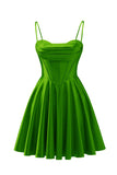 Spaghetti Straps Satin Homecoming Dresses for Teens Ruched Corset Short Prom Dresses 2026