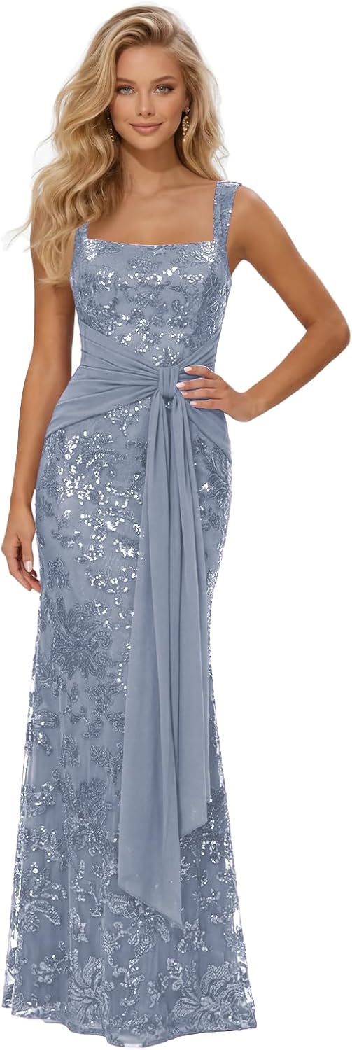 Lace Sequin Spaghetti Straps Prom Dress Long Ball Gown 2026 Mermaid Front Tie Backless Formal Evening Gowns