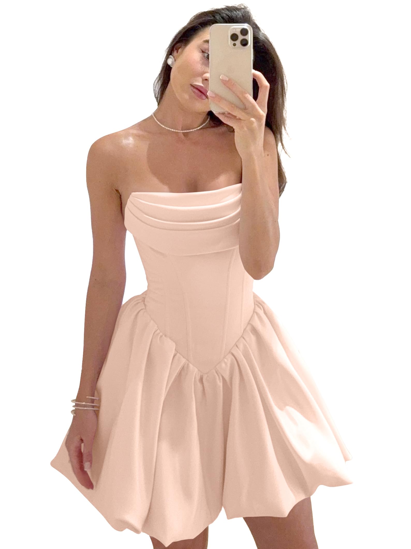 Satin Flower Bud Homecoming Dress Short Prom Dress Cowl Neck Pleated A Line Mini Cocktail Party Gown