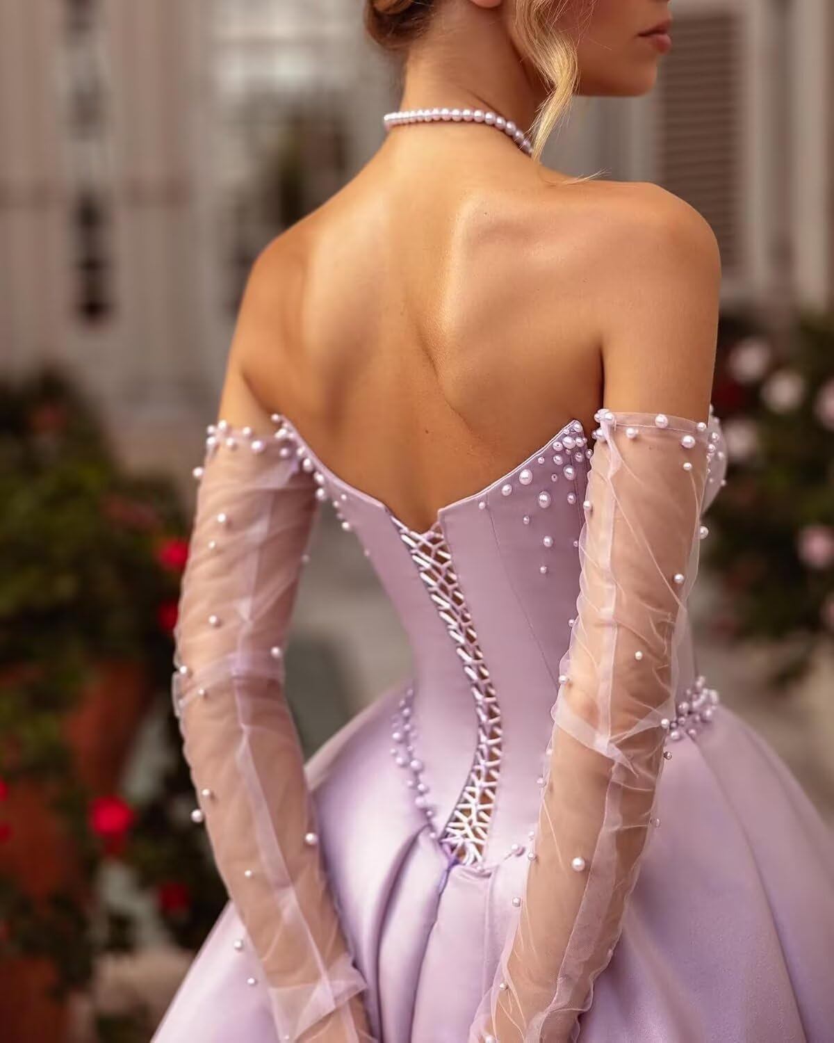 Kingbridal Gowns Strapless Prom Dresses for Women 2026 Long Satin A-line Formal Dress with Slit Beaded Corset Evening Party Gowns
