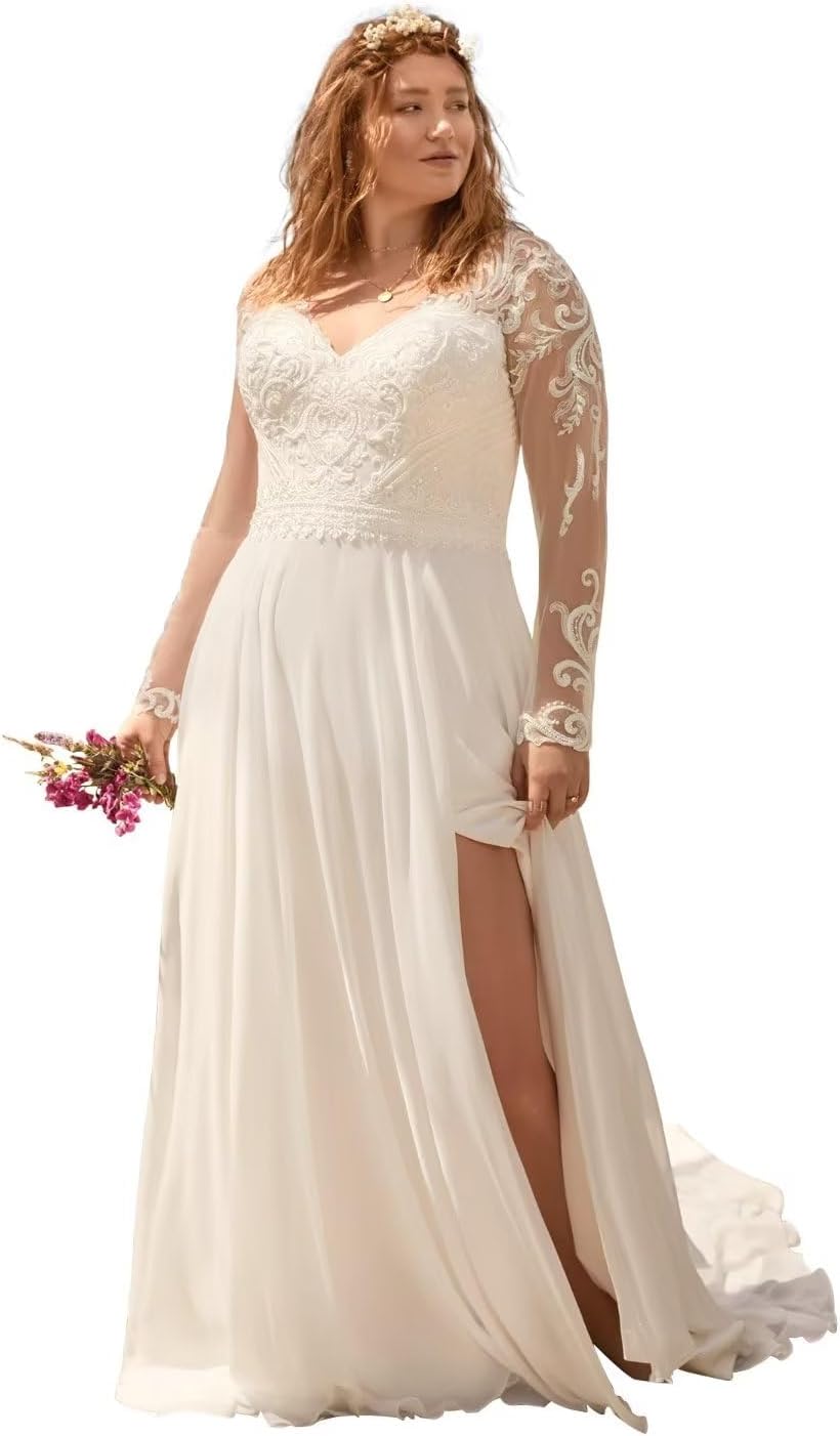 Women's Beach Wedding Dresses for Bride 2025 Long Lace Wedding Bridal Gowns