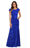 Lace Appliques Scoop Neck Sequin Mother of the Bride Dresses Mermaid Short Sleeve Formal Evening Gowns