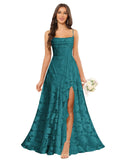 Women’s Ruffled Bridesmaid Dresses Scoop Neck Floral Chiffon Formal Dress Wrap Pleated Wedding Guest Dress