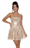 Sequin Prom Dresses 2026 for Teens Spaghetti Straps Cowl Neck Short Cocktail Party Dress