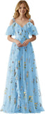 Fairy Tulle Junior Bridesmaid Dresses for Teen Girls Long Flower Embroidery Formal Prom Flower Girl Dress Gown with Slit