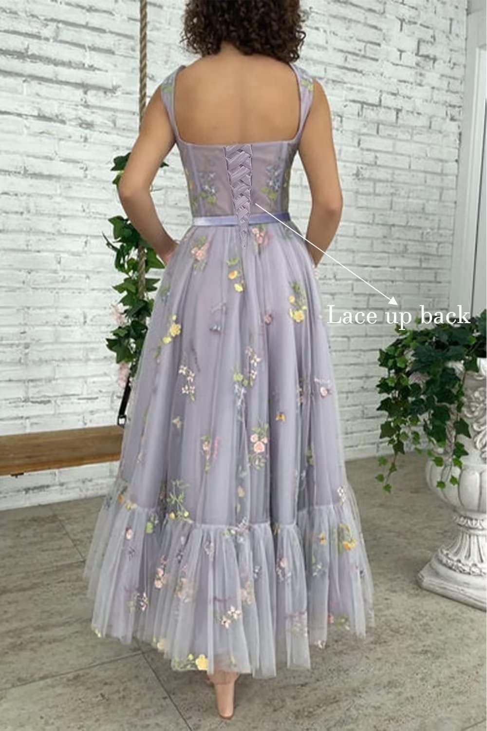 Vestidos de tul con bordado floral para mujer 2024, vestidos formales de fiesta de noche 