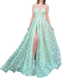 Sparkly Prom Dresses for Teens 2027 3D Butterfly Tulle Spaghetti Straps Long Slit Backless Party Gowns